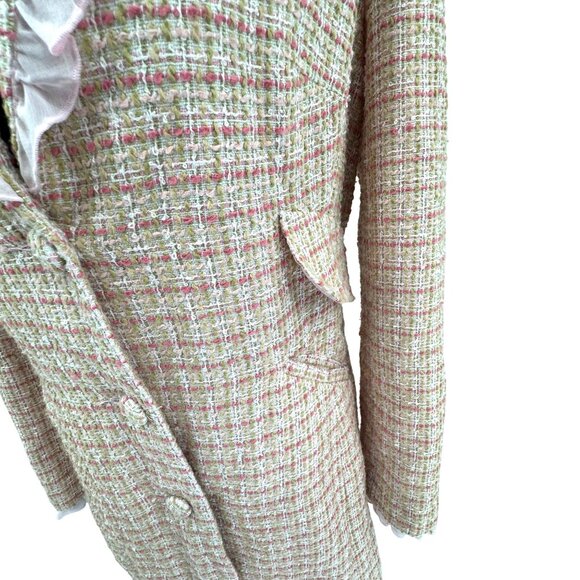 Vintage Newport News Tweed Jacket Womens Coquette Ruffle Trim Girlie Coat Size 6 - Picture 5 of 7